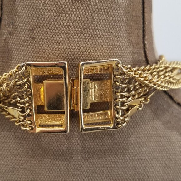 Lucien Piccard Signed Statement Clasp 8 Strand Gold Chain Necklace - Picture 5 of 8